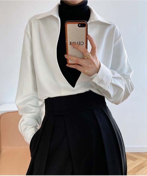 MAISON BREEZE（メゾンブリーズ）の「一枚でモード感漂う【MAISON BREEZE】コンテンポラリーモードシャツ SCCH83（シャツ/ブラウス・レディース・ホワイト/ブラック・4/3）」の11枚目の写真