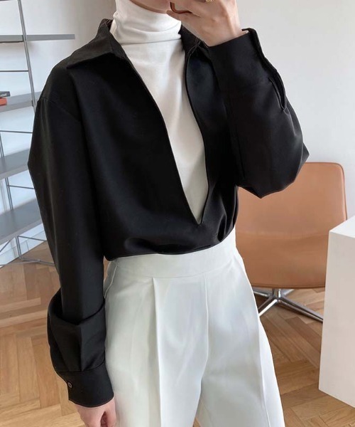 MAISON BREEZE（メゾンブリーズ）の「一枚でモード感漂う【MAISON BREEZE】コンテンポラリーモードシャツ SCCH83（シャツ/ブラウス・レディース・ホワイト/ブラック・4/3）」の12枚目の写真