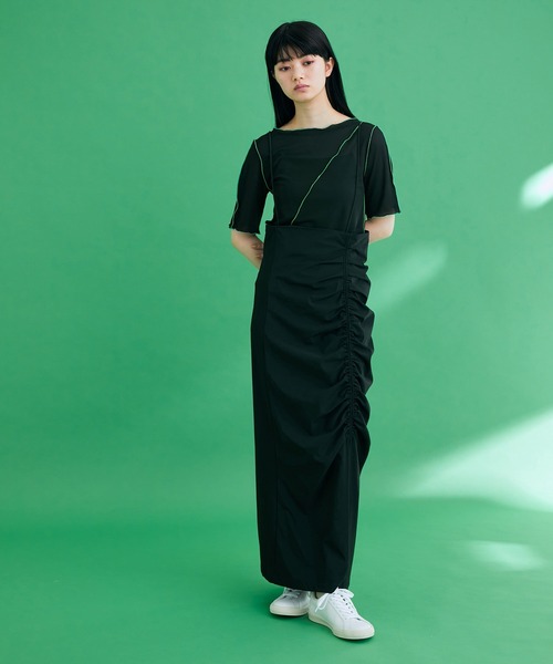 ADAM ET ROPE'(アダムエロペ)の「【一部直営店舗・WEB限定】シアーカラーメローTee(Tシャツ/カットソー・レディース・グリーン系その他/オフホワイト/ブラック・FREE)」の4枚目の写真
