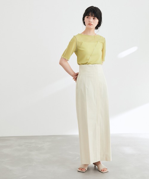 ADAM ET ROPE'(アダムエロペ)の「【一部直営店舗・WEB限定】シアーカラーメローTee(Tシャツ/カットソー・レディース・グリーン系その他/オフホワイト/ブラック・FREE)」の6枚目の写真