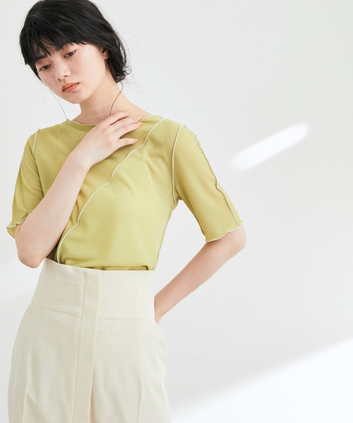 ADAM ET ROPE'(アダムエロペ)の「【一部直営店舗・WEB限定】シアーカラーメローTee(Tシャツ/カットソー・レディース・グリーン系その他/オフホワイト/ブラック・FREE)」の15枚目の写真