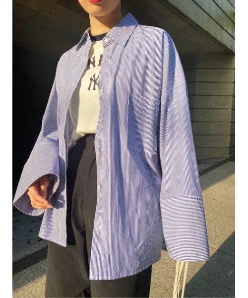 MOUSSY（マウジー）の「WIDE SLEEVE シャツ（シャツ/ブラウス・レディース・ホワイト/ブルー系その他/キナリ・FREE）」の17枚目の写真