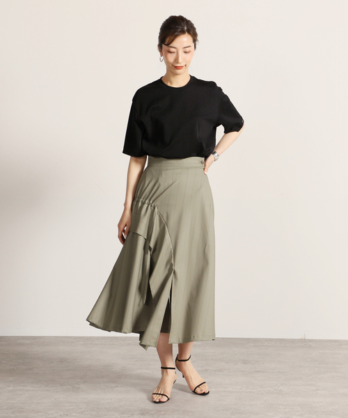 VERMEIL par iena（ヴェルメイユパーイエナ）の「【UJOH/ウジョー】Tape Gatherd スカート（スカート・レディース・グリーン・SMALL/MEDIUM）」の4枚目の写真