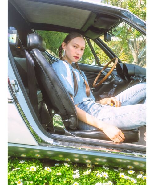 EMODA（エモダ）の「シャーリングミニトップ（シャツ/ブラウス・レディース・ホワイト/ブラック/パープル/ブルー・FREE）」の7枚目の写真