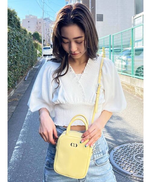 EMODA（エモダ）の「シャーリングミニトップ（シャツ/ブラウス・レディース・ホワイト/ブラック/パープル/ブルー・FREE）」の17枚目の写真