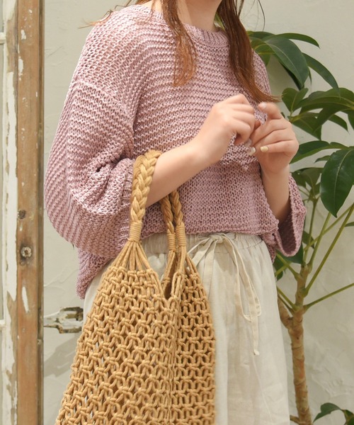 sango（sango）の「半コースガーター編みニットプルオーバー（ニット/セーター・レディース・ピンク/ベージュ系その他/モカ・FREE）」の3枚目の写真