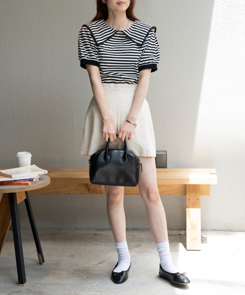WEGO(ウィゴー)の「WEGO/セーラーカラーパフスリーブトップス(Tシャツ/カットソー・レディース・ブラック系その他5/ブラック・FREE)」の8枚目の写真