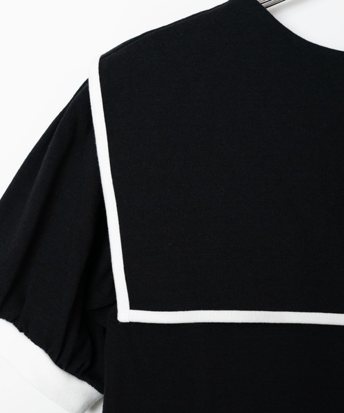 WEGO(ウィゴー)の「WEGO/セーラーカラーパフスリーブトップス(Tシャツ/カットソー・レディース・ブラック系その他5/ブラック・FREE)」の16枚目の写真