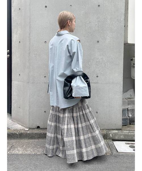 Ungrid アングリッド 2019AW チェックデザインフロントボタンスカート Ungrid（アングリッド）の「ギャザーデザインスカート（スカート