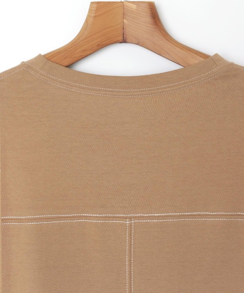 配色ステッチオーバーサイズ半袖Tシャツワンピース