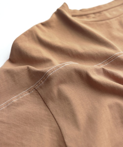 andme(アンドミー)の「配色ステッチオーバーサイズ半袖Tシャツワンピース(ワンピース・レディース・チャコールグレー/ブラック/パープル/ネイビー/グリーン/グレイッシュベージュ/ブラウン/カーキ/ブルー・M/L)」の20枚目の写真