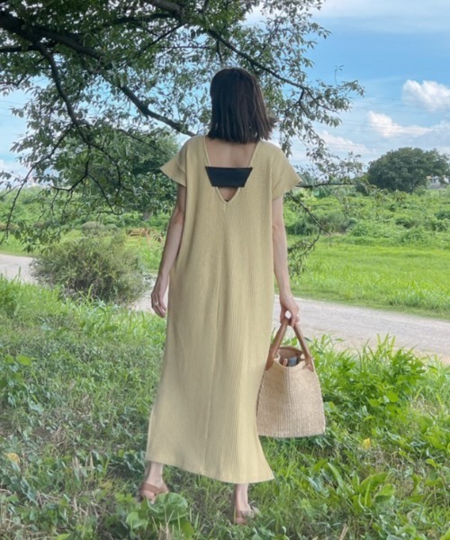 Vicente（ヴィセンテ）の「Comfy waffle maxi（ワンピース・レディース・ブラック/ベージュ/イエロー・FREE）」の3枚目の写真