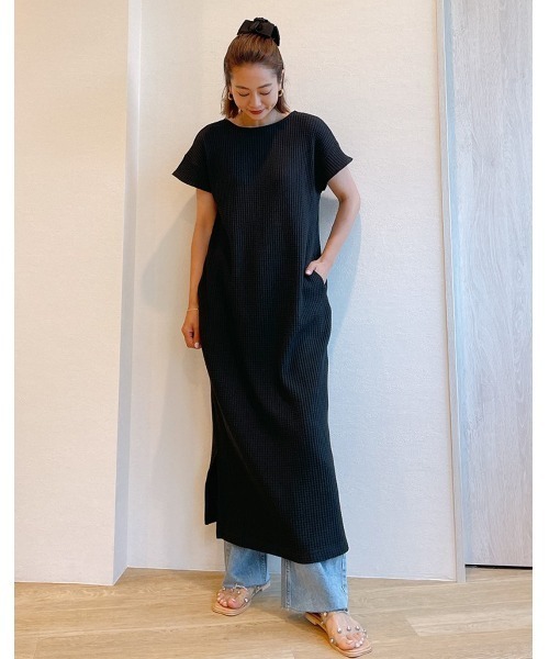 Vicente（ヴィセンテ）の「Comfy waffle maxi（ワンピース・レディース・ブラック/ベージュ/イエロー・FREE）」の8枚目の写真
