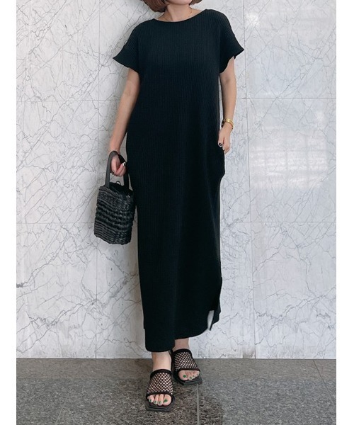 Vicente（ヴィセンテ）の「Comfy waffle maxi（ワンピース・レディース・ブラック/ベージュ/イエロー・FREE）」の7枚目の写真
