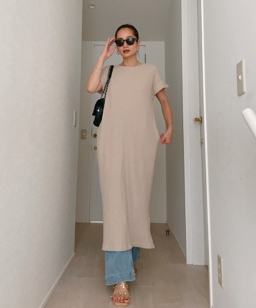 Vicente（ヴィセンテ）の「Comfy waffle maxi（ワンピース・レディース・ブラック/ベージュ/イエロー・FREE）」の19枚目の写真