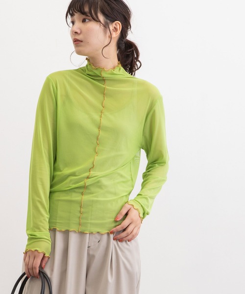 POU DOU DOU(プードゥドゥ)の「シアータートルトップス(Tシャツ/カットソー・レディース・ブルー/アイボリー/グリーン/オレンジ/ブラック・3)」の7枚目の写真