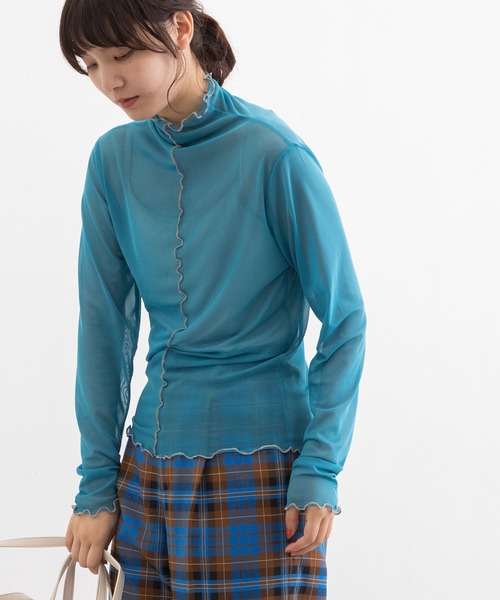 POU DOU DOU(プードゥドゥ)の「シアータートルトップス(Tシャツ/カットソー・レディース・ブルー/アイボリー/グリーン/オレンジ/ブラック・3)」の21枚目の写真