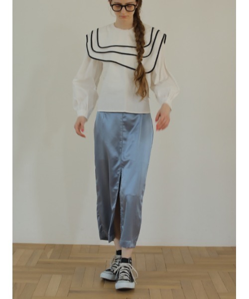 AMAIL(アマイル)の「Shiny slit midi skirt(スカート・レディース・グリーン/ブルー・FREE)」の10枚目の写真