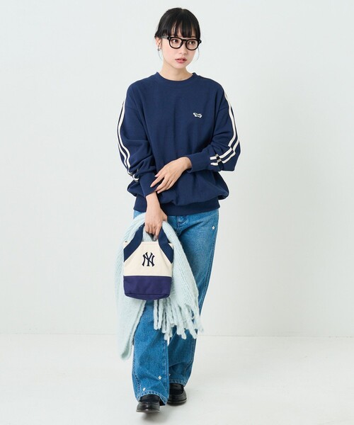 FREAK'S STORE(フリークスストア)の「TOWN CRAFT × FREAK'S STORE/タウンクラフト 別注 ラインスウェット 限定展開(スウェット・レディース・ネイビー/オフホワイト・フリ-)」の14枚目の写真