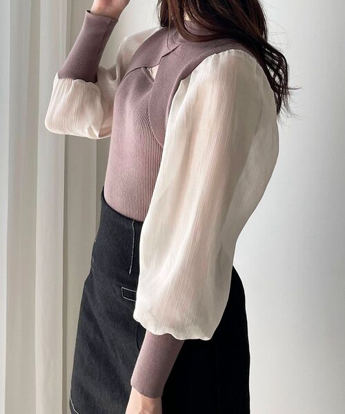 MAJESTIC LEGON（マジェスティックレゴン）の「デコルテオープンレディニット（ニット/セーター・レディース・アイボリー/ベージュ/ブラック・MEDIUM）」の10枚目の写真