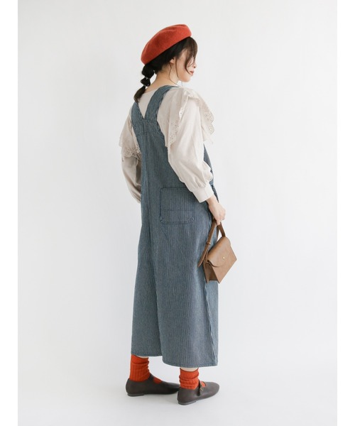 Samansa Mos2(サマンサ モスモス)の「【ETHICAL CRAFTS】オーガニックコットン混ジャンスカ(ジャンパースカート・レディース・ネイビー/ブルー・フリ-)」の8枚目の写真