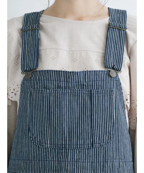 Samansa Mos2(サマンサ モスモス)の「【ETHICAL CRAFTS】オーガニックコットン混ジャンスカ(ジャンパースカート・レディース・ネイビー/ブルー・フリ-)」の13枚目の写真