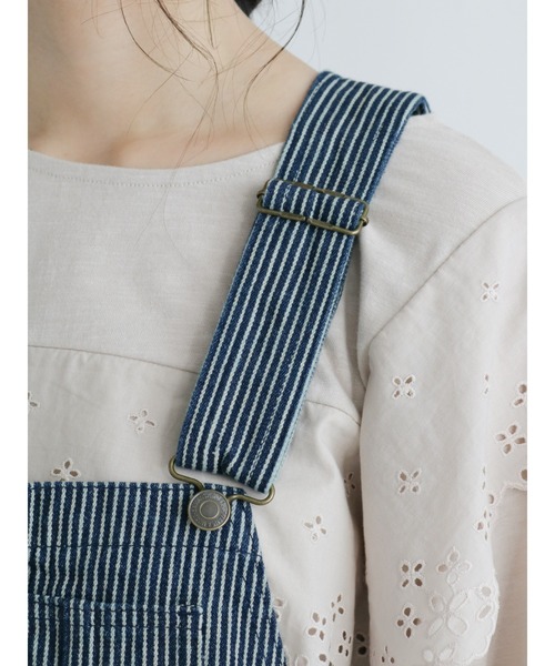 Samansa Mos2(サマンサ モスモス)の「【ETHICAL CRAFTS】オーガニックコットン混ジャンスカ(ジャンパースカート・レディース・ネイビー/ブルー・フリ-)」の15枚目の写真