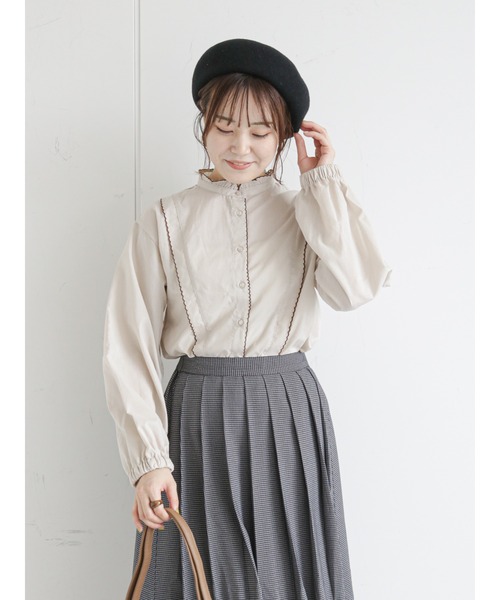 ehka sopo（エヘカソポ）の「配色フリル衿ブラウス（シャツ/ブラウス・レディース・ベージュ/オフホワイト/キナリ・ﾌﾘ-）」の3枚目の写真