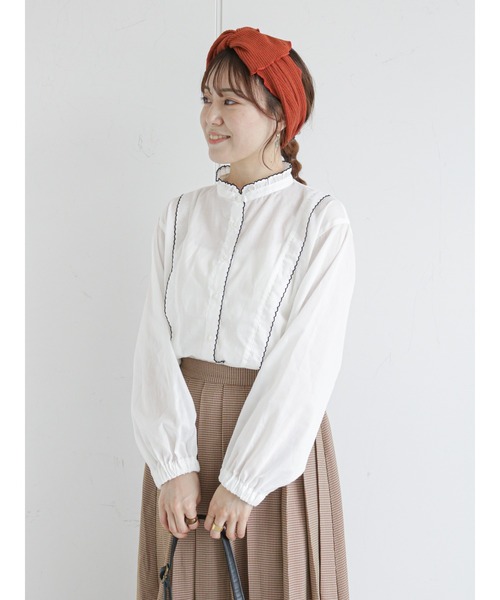 ehka sopo（エヘカソポ）の「配色フリル衿ブラウス（シャツ/ブラウス・レディース・ベージュ/オフホワイト/キナリ・ﾌﾘ-）」の13枚目の写真