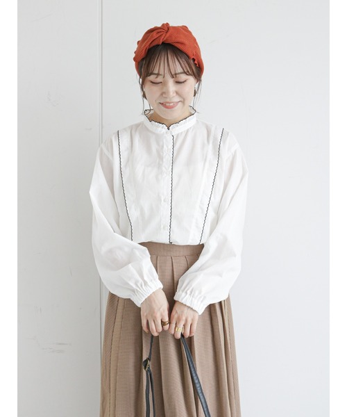 ehka sopo（エヘカソポ）の「配色フリル衿ブラウス（シャツ/ブラウス・レディース・ベージュ/オフホワイト/キナリ・ﾌﾘ-）」の14枚目の写真