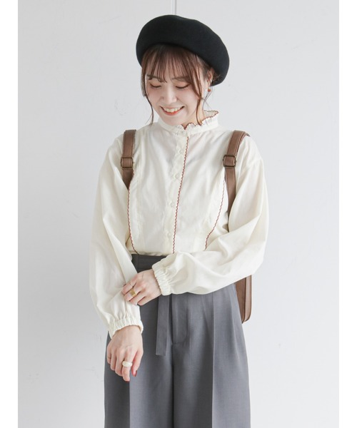 ehka sopo（エヘカソポ）の「配色フリル衿ブラウス（シャツ/ブラウス・レディース・ベージュ/オフホワイト/キナリ・ﾌﾘ-）」の17枚目の写真