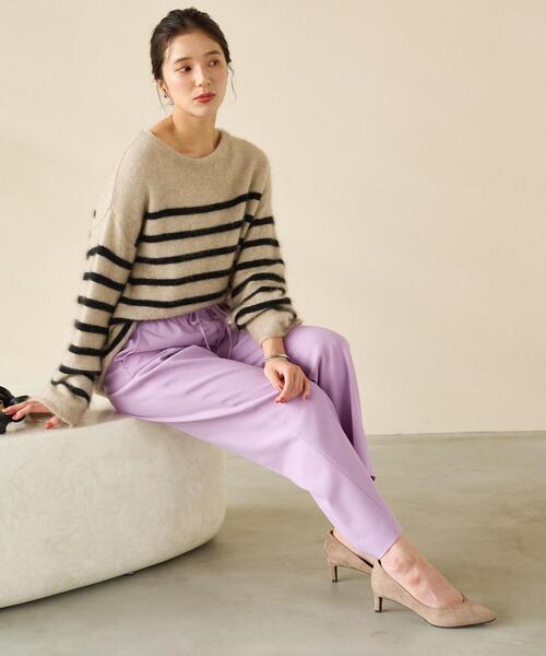 green label relaxing(グリーンレーベルリラクシング)の「サキソニー イージー パンツ(その他パンツ・レディース・ネイビー/オフホワイト/ライラック・40/38/36/34)」の1枚目の写真