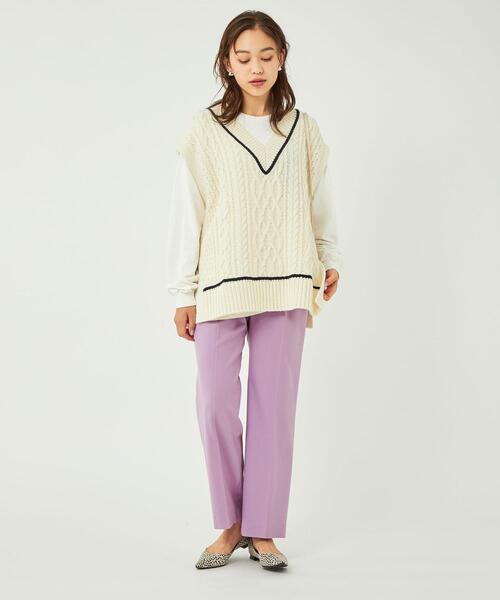 green label relaxing(グリーンレーベルリラクシング)の「サキソニー イージー パンツ(その他パンツ・レディース・ネイビー/オフホワイト/ライラック・40/38/36/34)」の15枚目の写真