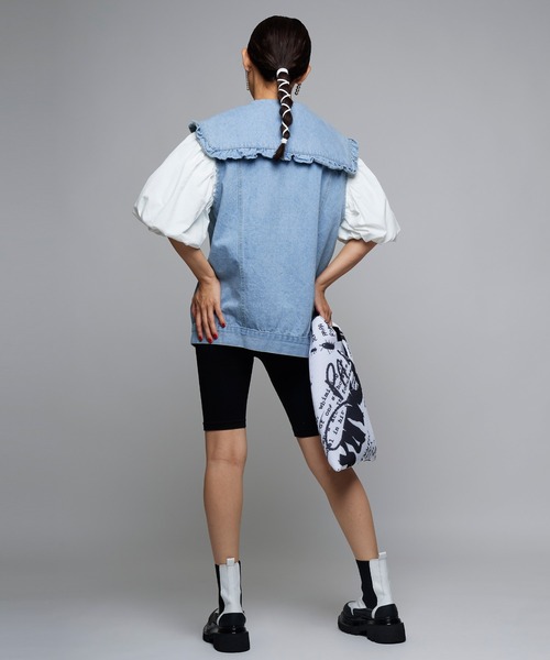 Narcissus(ナルシス)の「【WEBSTORE 限定商品】フリルカラーデニムジャケット(デニムジャケット・レディース・ブルー・FREE)」の3枚目の写真