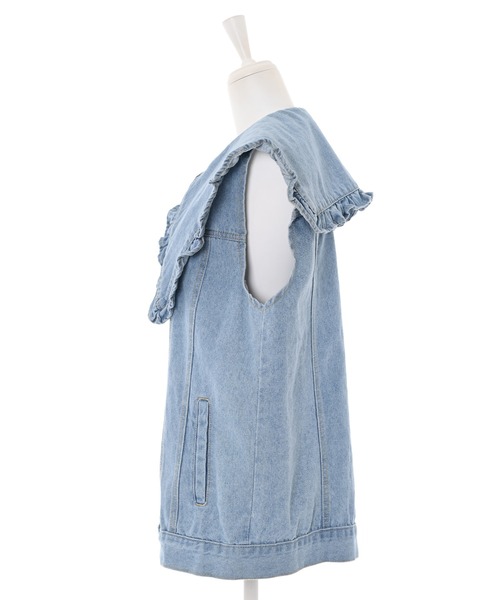 Narcissus(ナルシス)の「【WEBSTORE 限定商品】フリルカラーデニムジャケット(デニムジャケット・レディース・ブルー・FREE)」の2枚目の写真