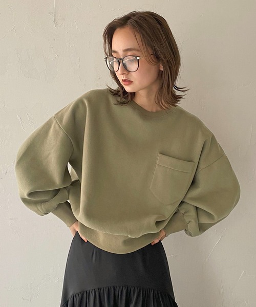 CLEIO（クレイオ）の「【CLEIO】バックタック裏起毛スウェット（スウェット・レディース・ラベンダー/アイボリー/カーキ・FREE）」の2枚目の写真