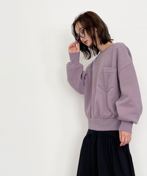 CLEIO（クレイオ）の「【CLEIO】バックタック裏起毛スウェット（スウェット・レディース・ラベンダー/アイボリー/カーキ・FREE）」の15枚目の写真