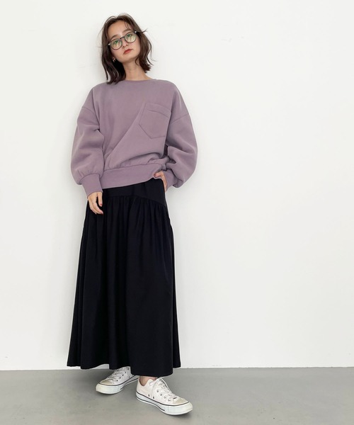 CLEIO（クレイオ）の「【CLEIO】バックタック裏起毛スウェット（スウェット・レディース・ラベンダー/アイボリー/カーキ・FREE）」の17枚目の写真