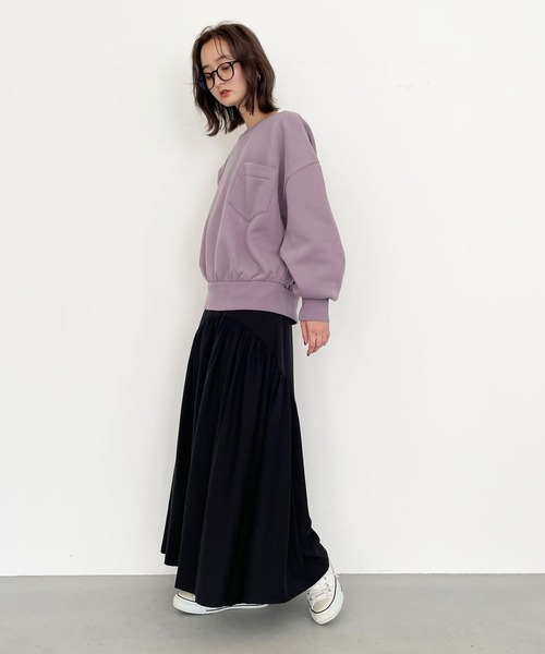 CLEIO（クレイオ）の「【CLEIO】バックタック裏起毛スウェット（スウェット・レディース・ラベンダー/アイボリー/カーキ・FREE）」の18枚目の写真