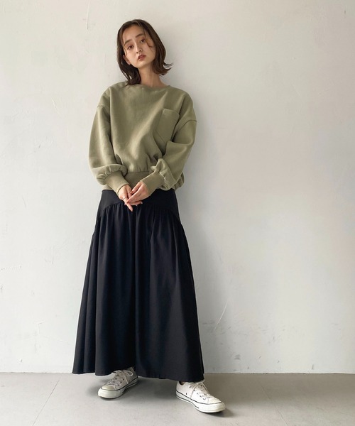 CLEIO（クレイオ）の「【CLEIO】バックタック裏起毛スウェット（スウェット・レディース・ラベンダー/アイボリー/カーキ・FREE）」の9枚目の写真