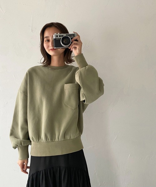 CLEIO（クレイオ）の「【CLEIO】バックタック裏起毛スウェット（スウェット・レディース・ラベンダー/アイボリー/カーキ・FREE）」の8枚目の写真