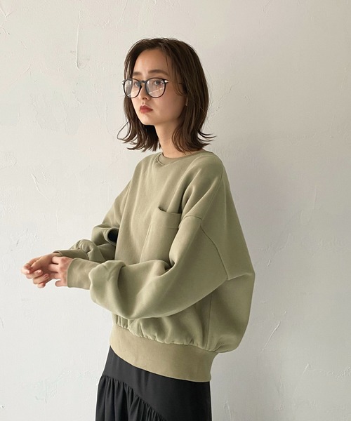 CLEIO（クレイオ）の「【CLEIO】バックタック裏起毛スウェット（スウェット・レディース・ラベンダー/アイボリー/カーキ・FREE）」の6枚目の写真