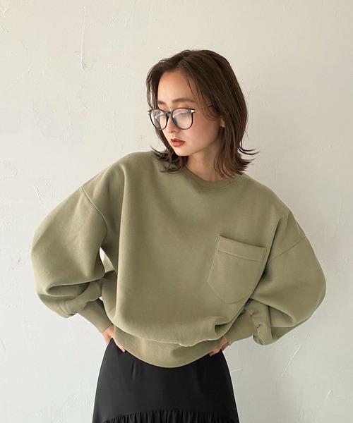 CLEIO（クレイオ）の「【CLEIO】バックタック裏起毛スウェット（スウェット・レディース・ラベンダー/アイボリー/カーキ・FREE）」の4枚目の写真