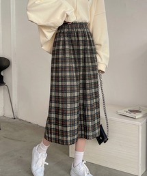 チェック柄細プリーツスカート