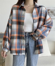 オーバーサイズ チェック微起毛素材 長袖シャツ