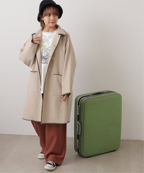 DOUBLE NAME(ダブルネーム)の「ブランケットステッチステンカラーコート(その他アウター・レディース・チャコールグレー/グレイッシュベージュ/テラコッタ・FREE)」の21枚目の写真