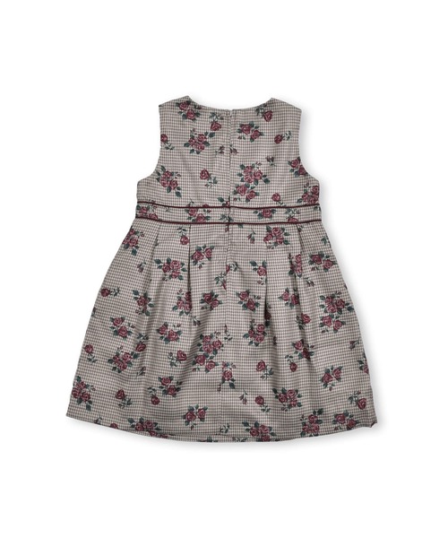 BeBe(ベベ)の「BeBe/【お揃い】千鳥チェックローズプリントワンピース(90~150cm)(ワンピース・キッズ・パープル系その他/レッド系その他・100/150/90/130/140/110/120)」の7枚目の写真