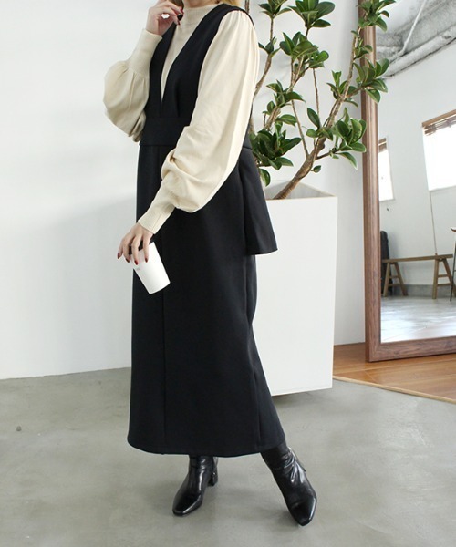 MODE ROBE(モードローブ)の「ポンチョジャンパースカート(ジャンパースカート・レディース・ブラック・FREE)」の2枚目の写真