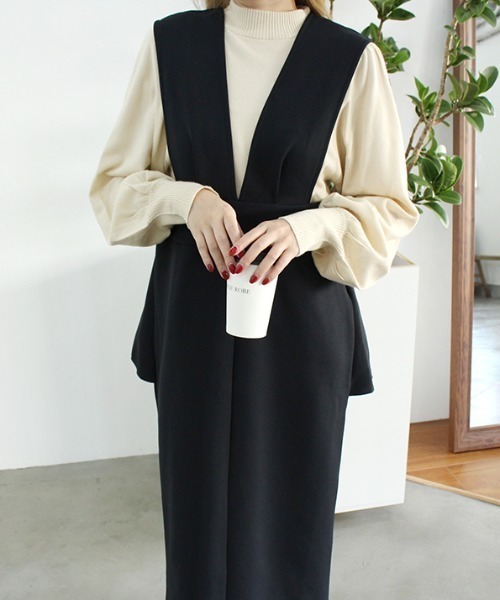 MODE ROBE(モードローブ)の「ポンチョジャンパースカート(ジャンパースカート・レディース・ブラック・FREE)」の3枚目の写真