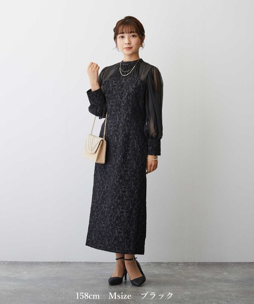 ドリードール　シアーパフスリーブジャガードドレス　ワンピース　ニアナ ドリードール シアーパフスリーブジャガードドレス ワンピース